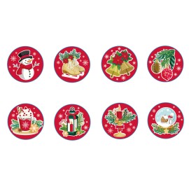 Dárkové nálepky 2,5cm TORO 200ks červené vánoční