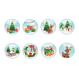 Dárkové nálepky 2,5cm TORO 200ks modré vánoční