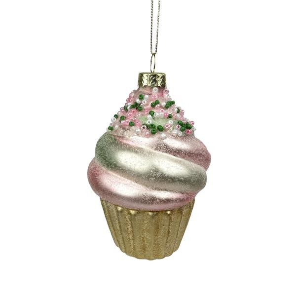 Skleněná vánoční ozdoba TORO 10,6cm cupcake