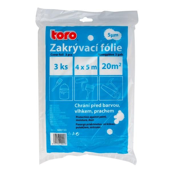 Zakrývací fólie 3ks TORO HDPE 5MY 4x5m