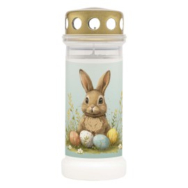 SVÍČKA HŘBITOVNÍ DESIGN VELIKONOČNÍ ZAJÍČEK BÍLÁ