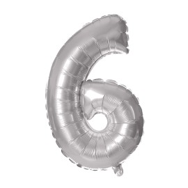 Balónek foliový TORO číslice 6 30cm stříbrný